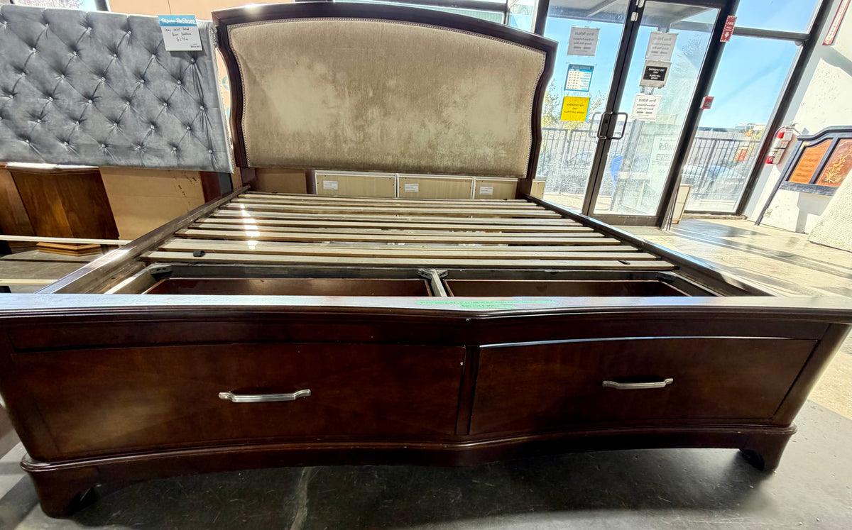 Ashley Furniture King Upholstered Platform Bed with Built-in Footboard Storage Drawers
