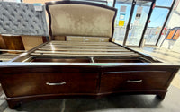Ashley Furniture King Upholstered Platform Bed with Built-in Footboard Storage Drawers