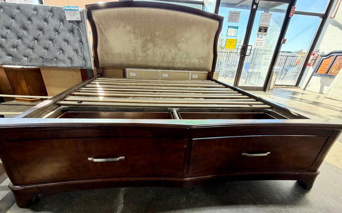 Ashley Furniture King Upholstered Platform Bed with Built-in Footboard Storage Drawers