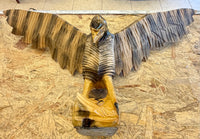 Large Hand-Carved Wooden Eagle In-Flight Sculpture – Soviet Ukrainian Folk Art