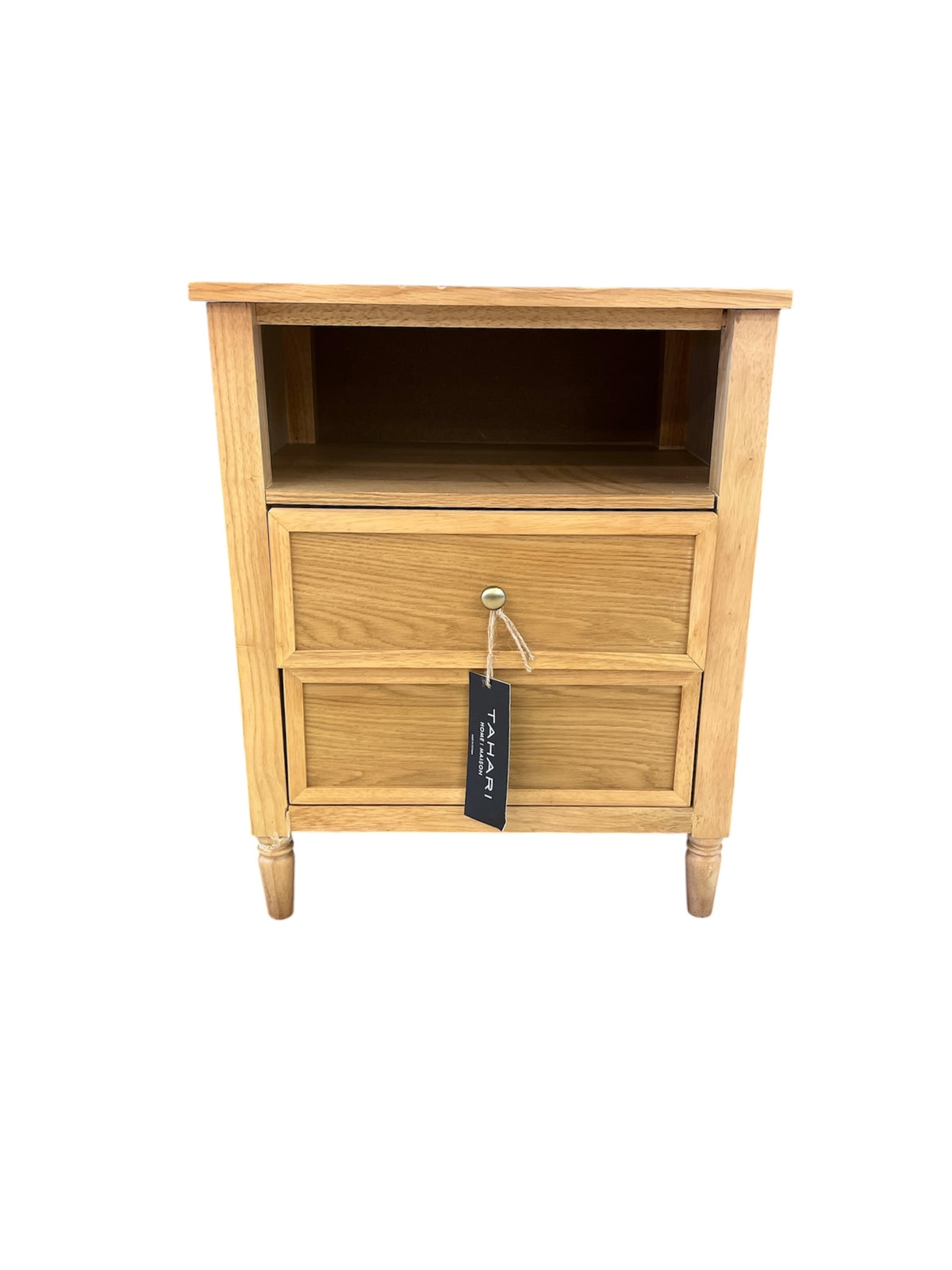 Oak Tone 2 Drawer Nightstand with 2 Drawers & 1 Shelf