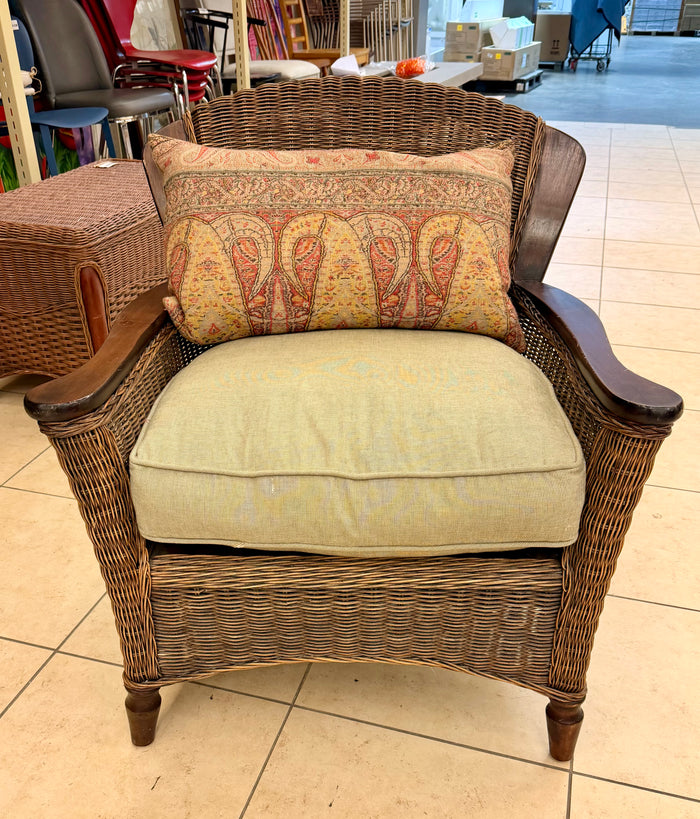 Vintage Wicker Chair with Cushions