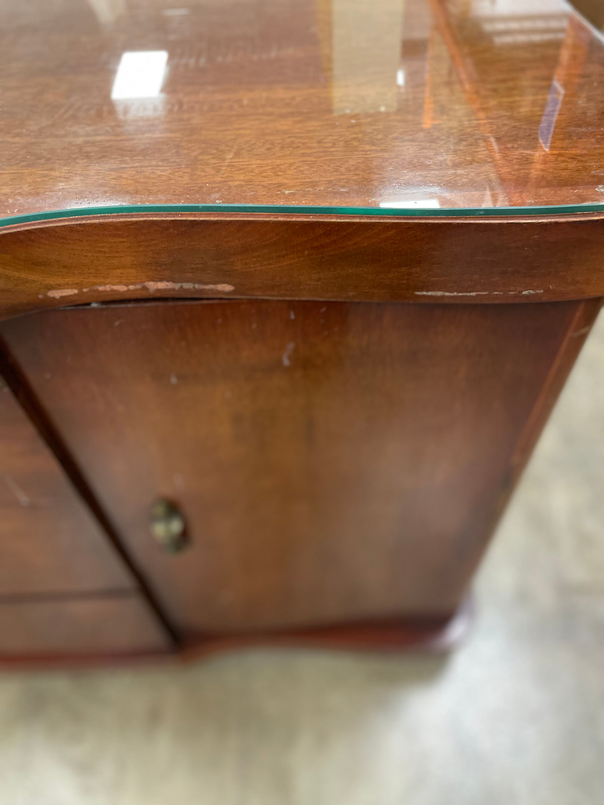 Wooden Dresser With Glass top