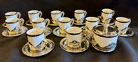 Rare Vintage Italian Mid-Century Modern Nickel-Plated & Porcelain 25-Piece Demitasse Set