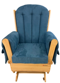 Foundations SafeRocker Nursery Glider and Rocking Chair in Natural Wood and Blue