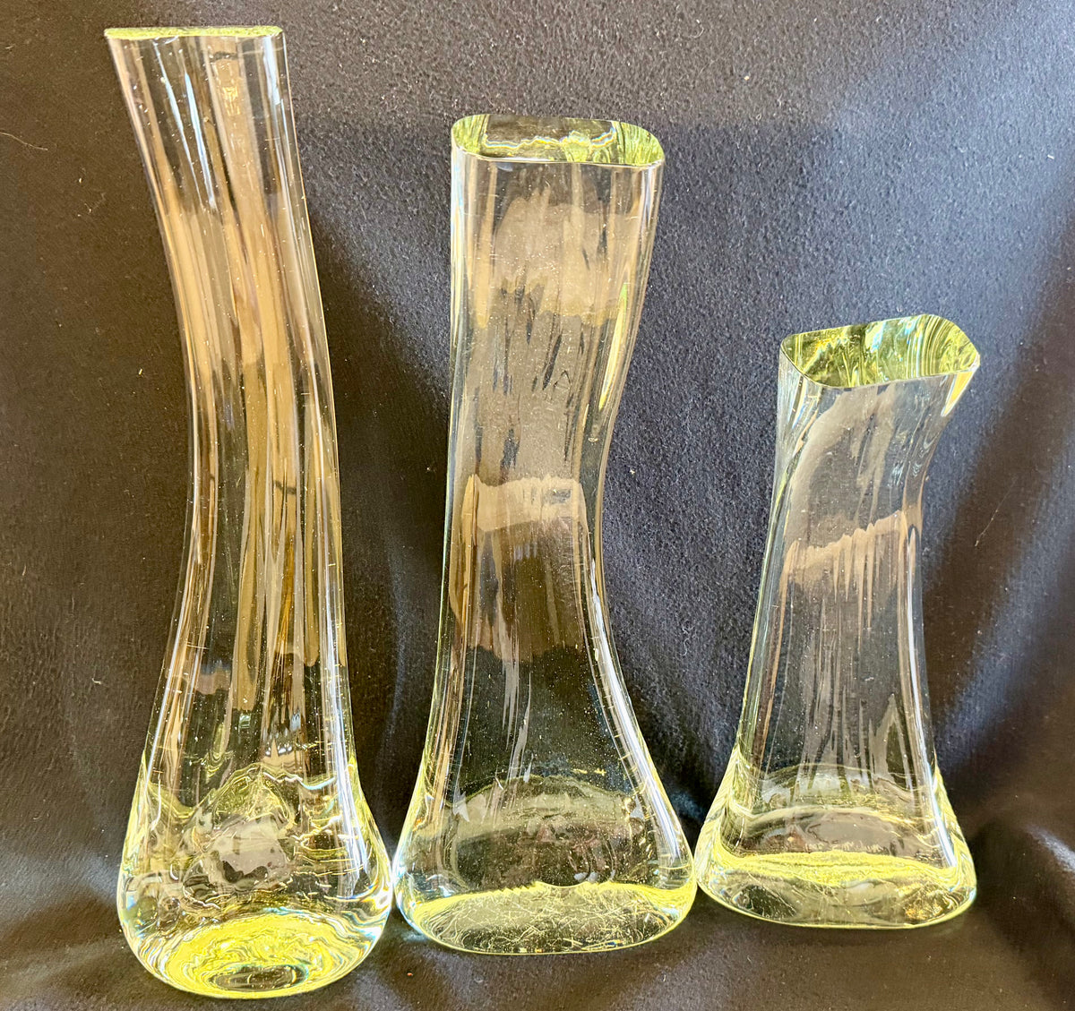 Trio of Hand-Blown Freeform Art Glass Sculptures — Elegant Twisted Form Set