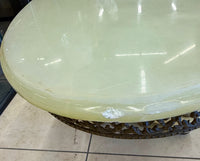 Stunning Vintage Green Onyx and Brass Coffee Table with Lower Shelf
