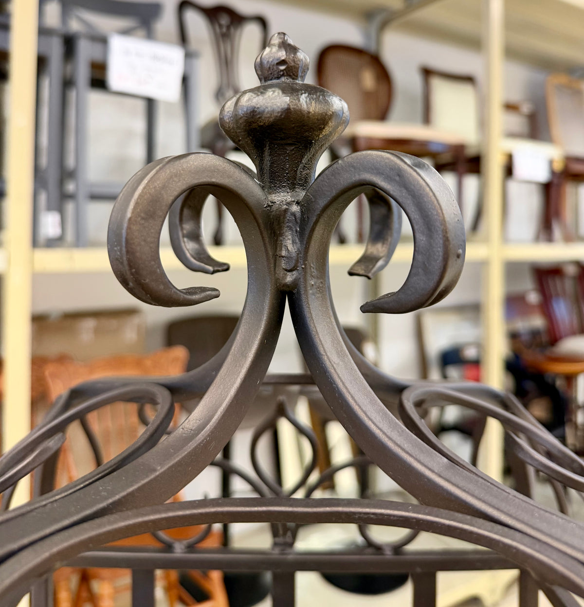 Vintage French Country Wrought Iron Wine Jail Rack – Tall Caged 36-Bottle Bar Cabinet