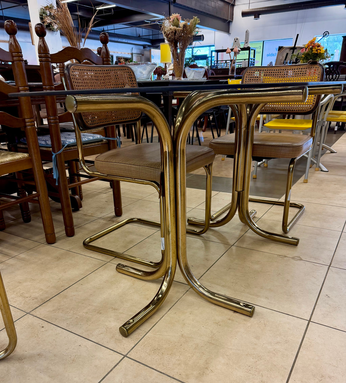 Vintage Marcel Breuer Style Cesca-Inspired 5-Piece Cantilever Dining Set