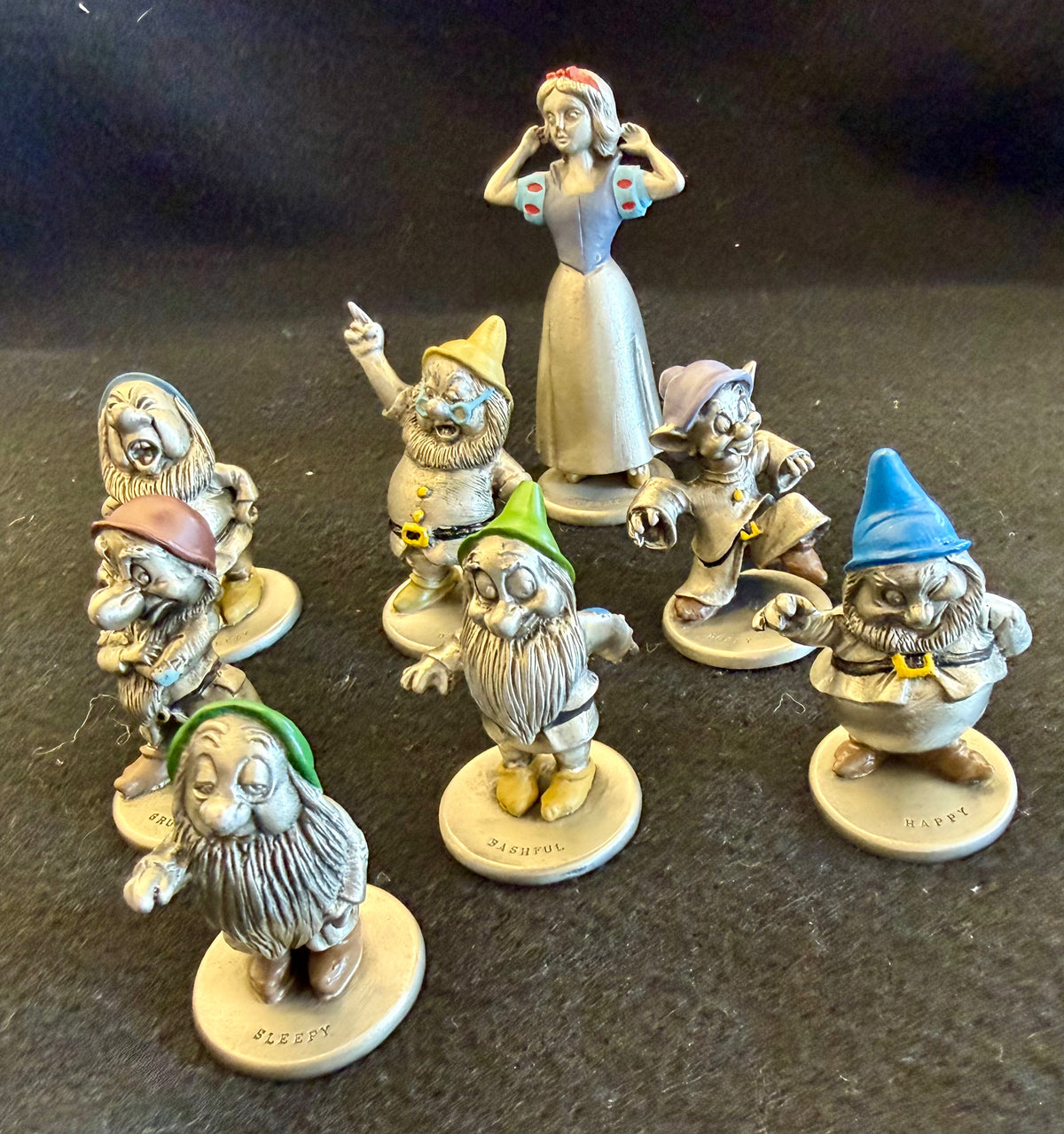 Vintage Disney Hudson Pewter "Snow White" Figurines Set (9 Pieces)