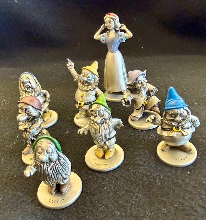 Vintage Disney Hudson Pewter "Snow White" Figurines Set (9 Pieces)