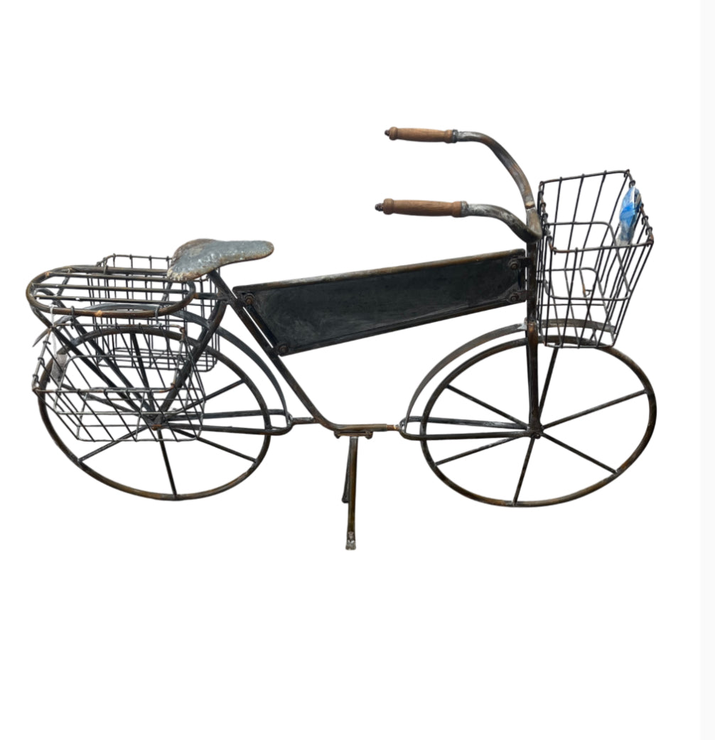 Vintage-Style Rustic Metal Bicycle With Stand