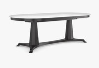 Bordeaux Oval Glass Top Solid Wood Base Dining Table