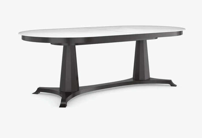 Bordeaux Oval Glass Top Solid Wood Base Dining Table