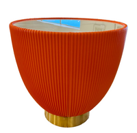 Modern Orange Pleated Side Table | Faux Marble Top & Gold Pedestal Base