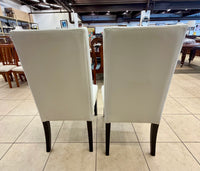 Set of 2 Modern High-Back Faux Leather Dining Chairs – Off-White/Cream