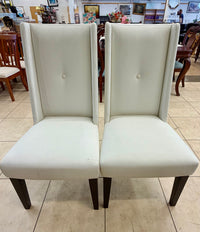 Set of 2 Modern High-Back Faux Leather Dining Chairs – Off-White/Cream