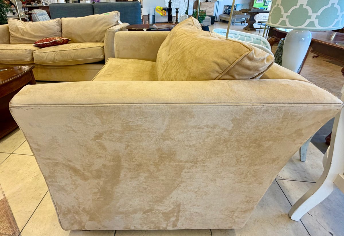 Luxurious Faux Suede Loveseat in Warm Neutral