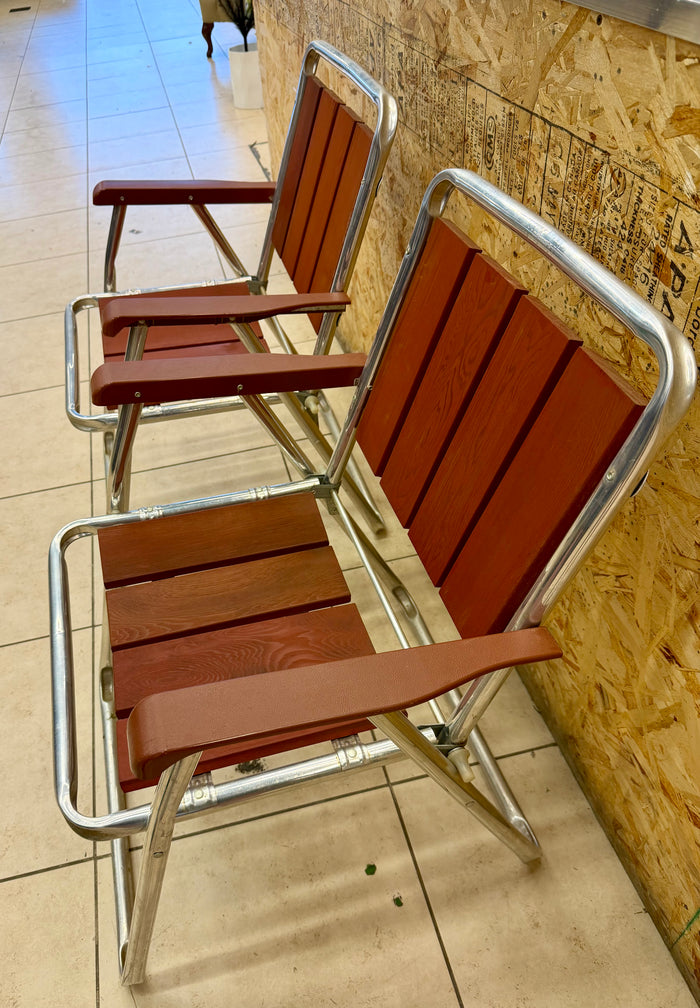 Vintage Mid-Century Retro Folding Lawn Chairs (Set of 2)