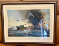 Robert Taylor "Sea King Rescue" Signed Limited Edition Print – Falklands War 1982 – Framed 30" x 23"