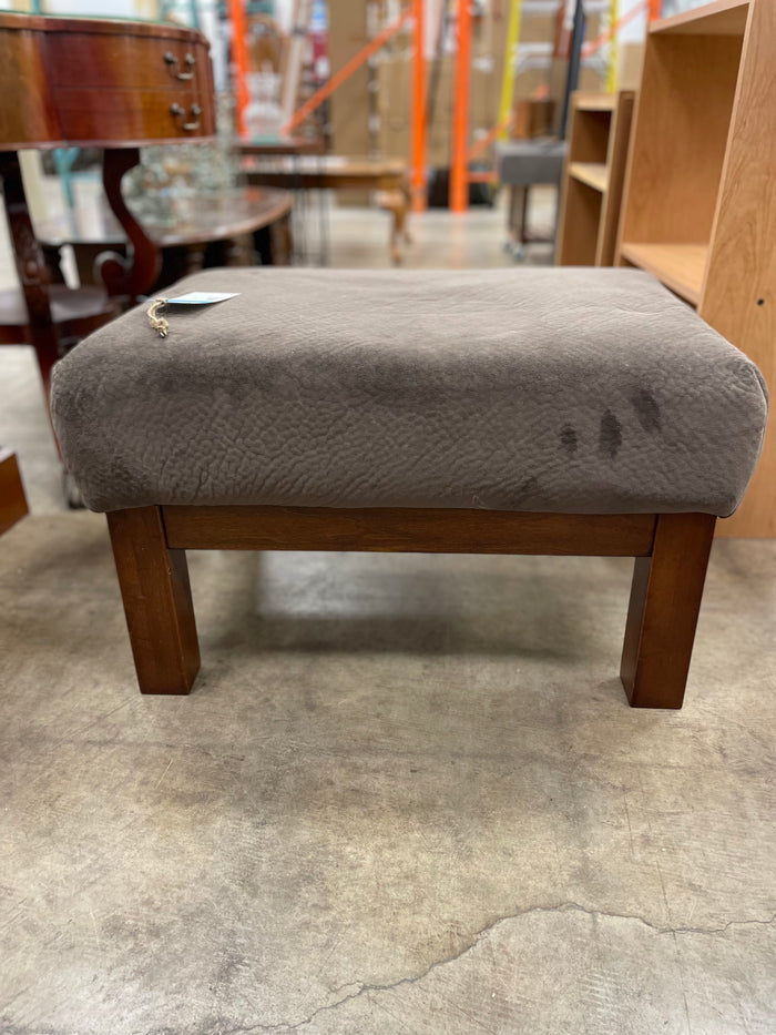 Grey Ottoman With Wood Legs