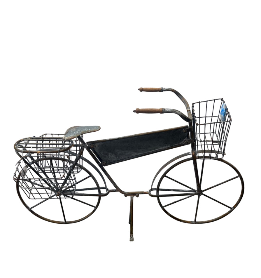 Vintage-Style Rustic Metal Bicycle With Stand