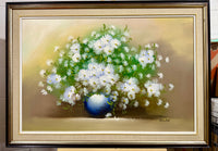 Beautiful Vintage Framed Floral Oil Painting