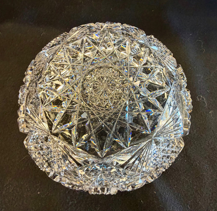 Breathtaking Brilliant Period American Cut Glass Master Bowl — Heavy Crystalline Masterpiece Featuring Complex Hobstar and Fan Motifs