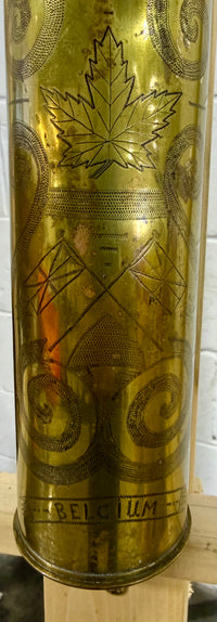 Rare WWI Trench Art Brass Shell Casing – 4th Canadian Railway Troops (1917)