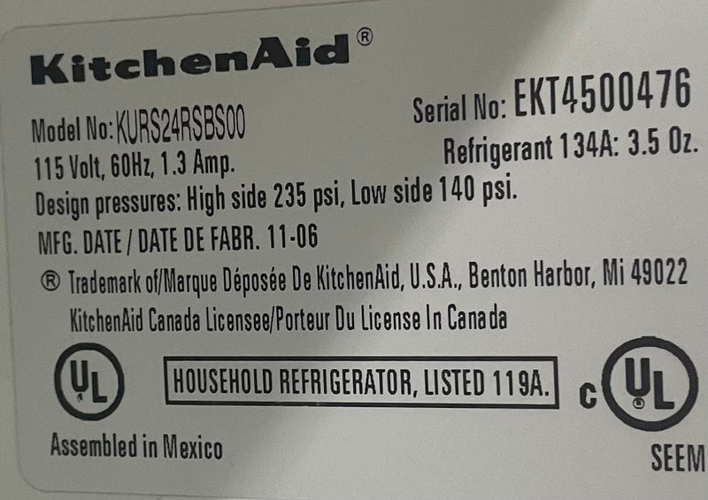 Kitchenaid Grey Mini Fridge