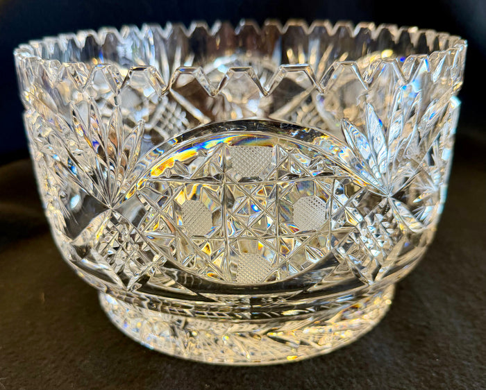 Stunning Vintage Brilliant Period Cut Crystal Pedestal Bowl with Starburst Base