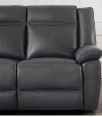 Grey Top-grain Leather Power Reclining Sofa
