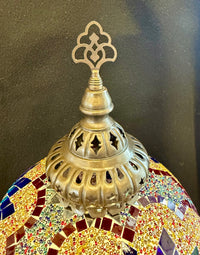 Handcrafted Turkish Mosaic Glass Table Lamp with Antique Brass Finish