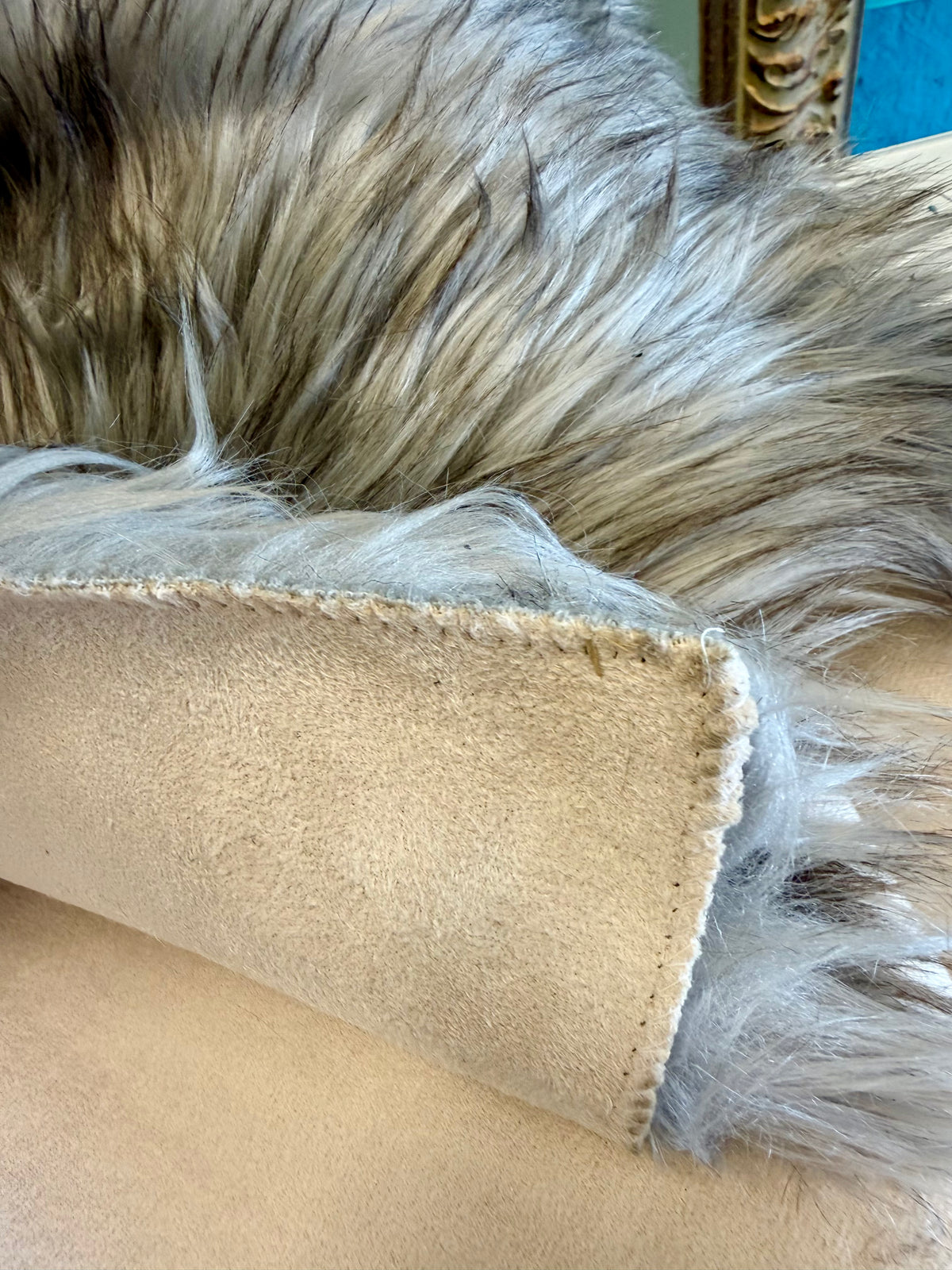 Luxurious Oversized Frosted Grey  Faux Fur Statement Rug ( 7' X 9')