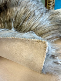 Luxurious Oversized Frosted Grey  Faux Fur Statement Rug ( 7' X 9')