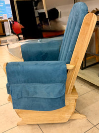 Foundations SafeRocker Nursery Glider and Rocking Chair in Natural Wood and Blue