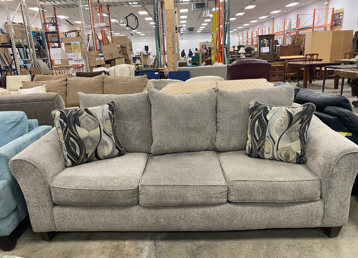 Platinum Gray Hue Pillow-Style Cushioned Back Sofa