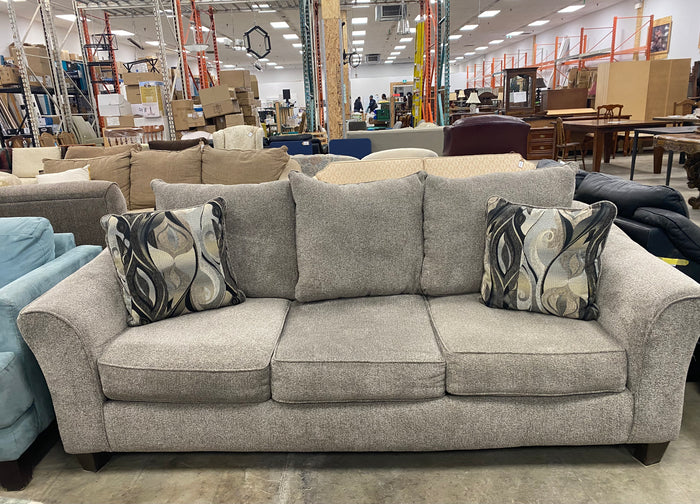 Platinum Gray Hue Pillow-Style Cushioned Back Sofa