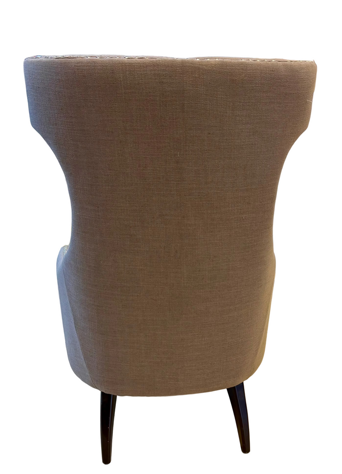 Hartfield Taupe Studded  High Wingback Accent Chair with Nailhead Trim