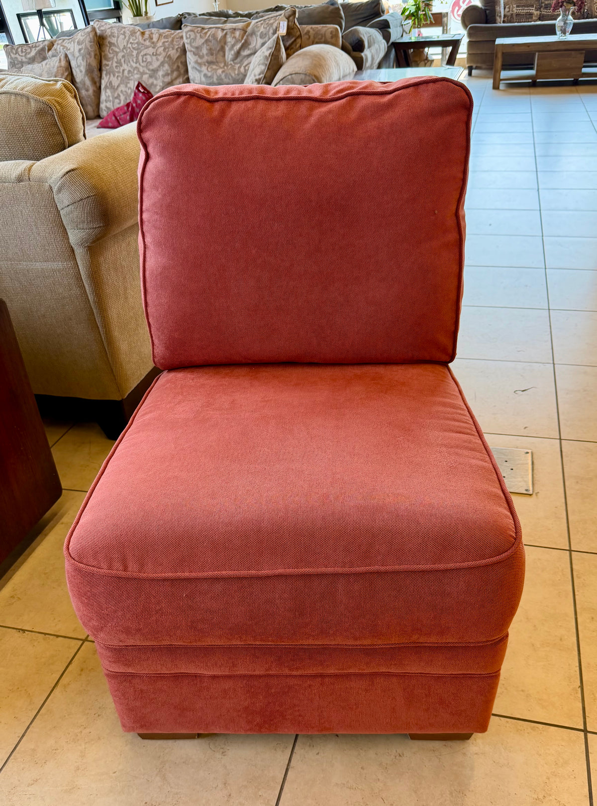 Cozy Coral Sectional, Ottoman, and Chair Set