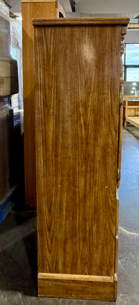 Charming Reproduction Vintage Oak Finished Multi-Tier Storage Armoire with Glass Accents