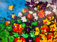 Original Impasto Floral Abstract Acrylic Painting by local Artist Shanon - Vibrant Textured Garden Landscape
