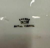 Antique Royal Vienna Gold Guilt Scalloped Hand Painted Violets Floral Bowl