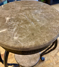 Elegant Two-Tiered Marble and Metal Pedestal Stand