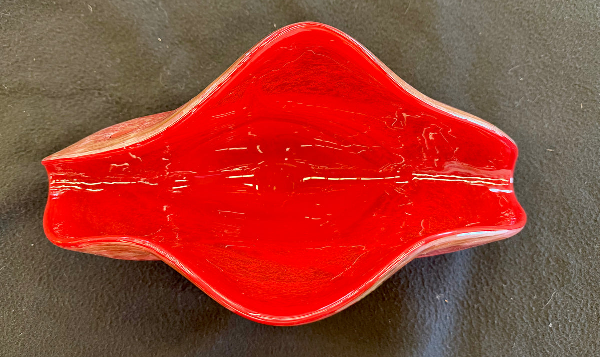 Striking Hand-Blown Art Glass Asymmetrical Freeform Centerpiece Vessel