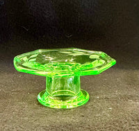 Vintage Art Deco Etched Green Uranium Glass Multi-Piece Set (Bowl, Tumbler, and Stand)