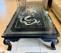 Handcrafted Mother-of-Pearl Inlaid Black Lacquer Korean Coffee Table