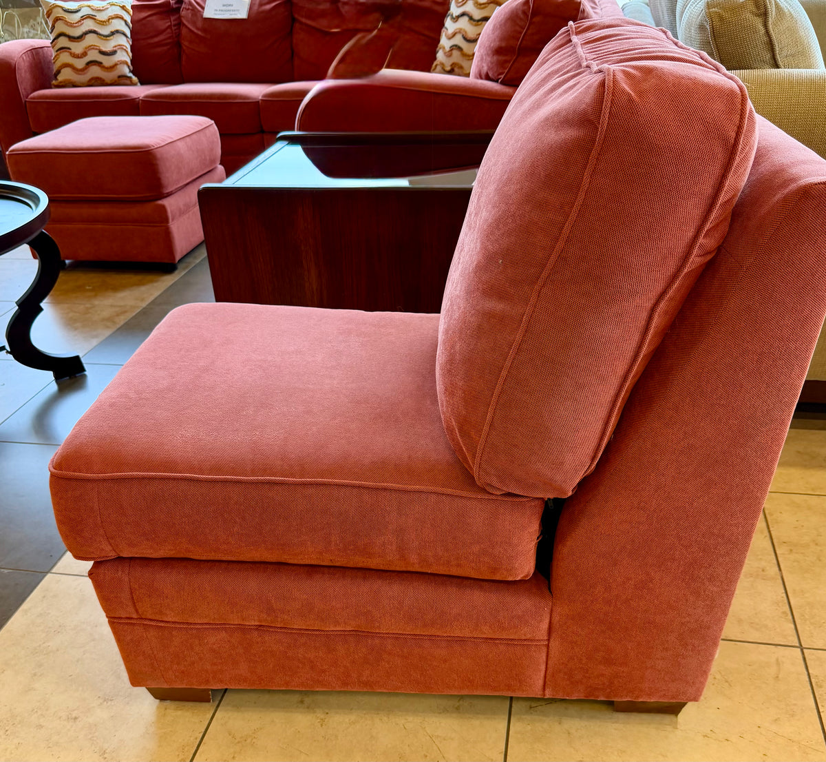 Cozy Coral Sectional, Ottoman, and Chair Set
