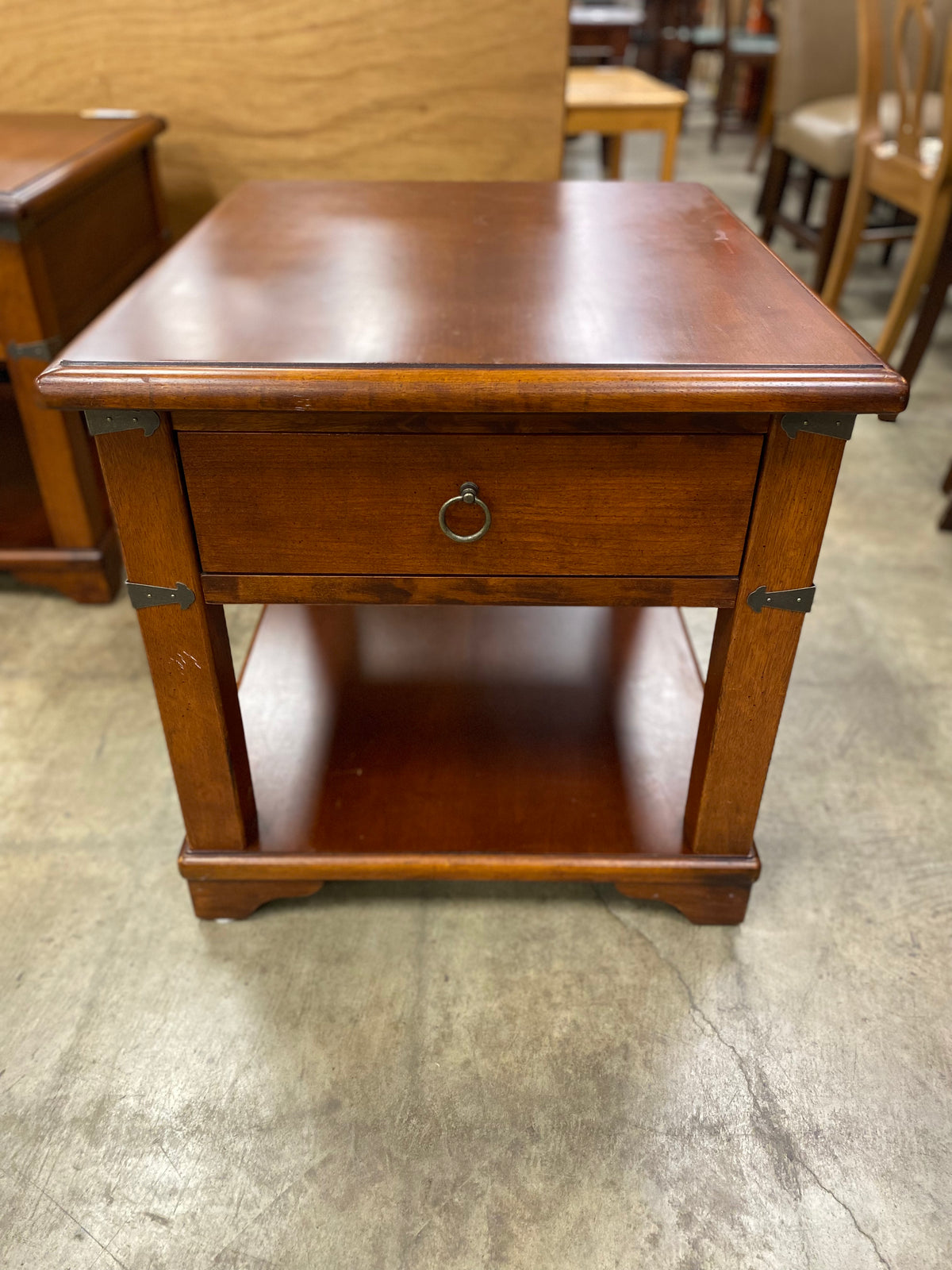 Classic Design Accent Table with Decorative Metal Accents