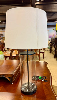 Modern Clear Glass Fillable Table Lamp with Built-In USB Charging Base